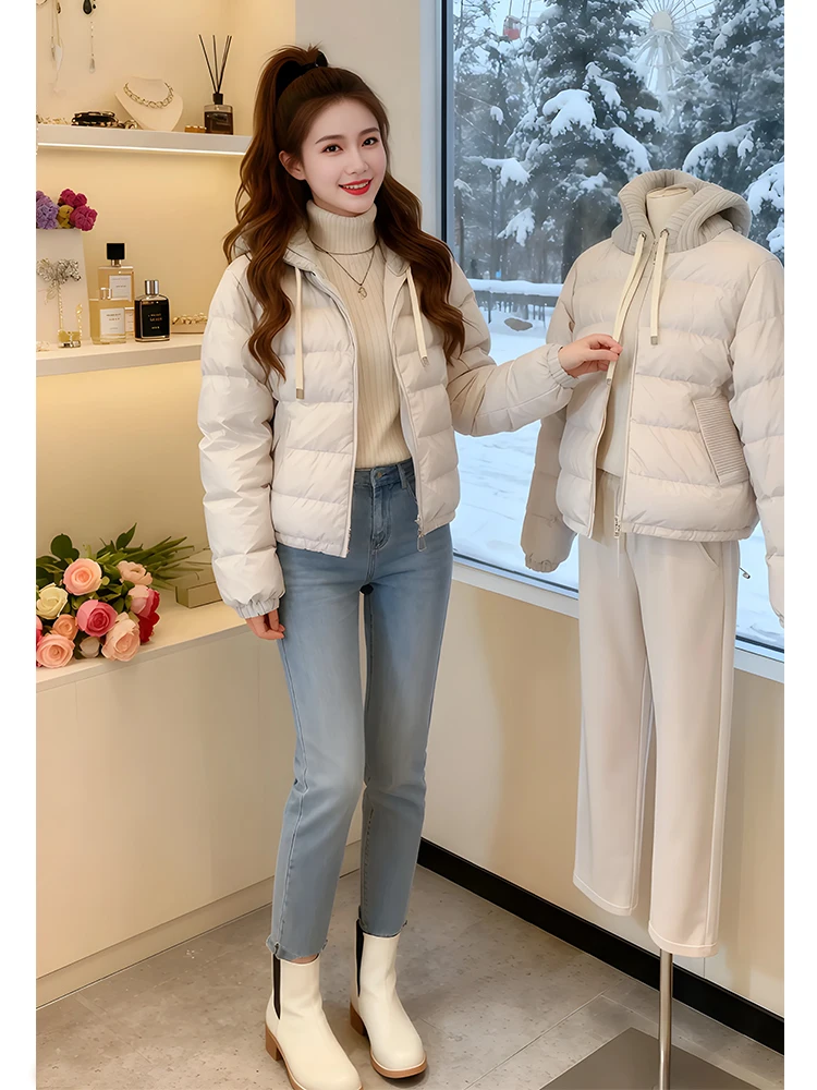 

Утепленная вязаная шапка и куртка с хлопковой подкладкой, корейский стиль, для повседневной носки, с длинными рукавами, стандартный крой, производство Китай