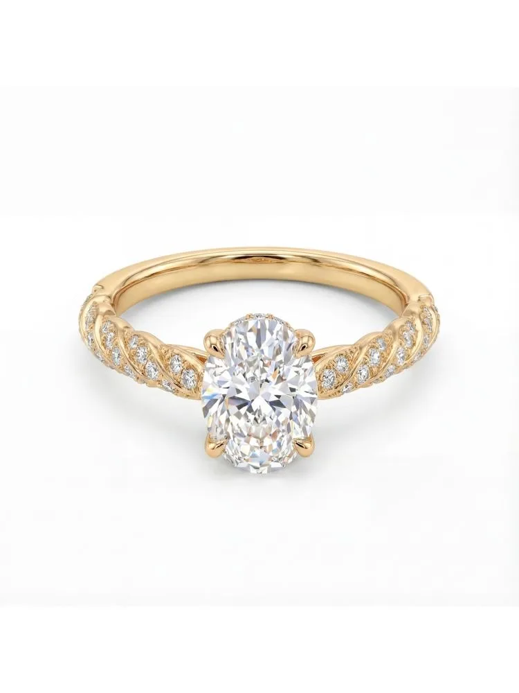 925 Sterling Silber Golden Gestalteter Prächtiger Gedrehter Ovaler Zirkonring für Damen Verlobung Hochzeit Hochwertiger Edel-Schmuck – Detail 4