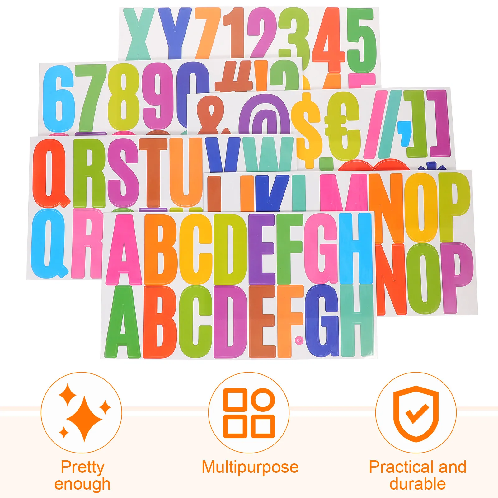 

6 Sheets Alphabet Stickers Colored Letter Number Decals Self-Adhesive For Diy Crafts Scrapbooking Decorative Sticker Letters For