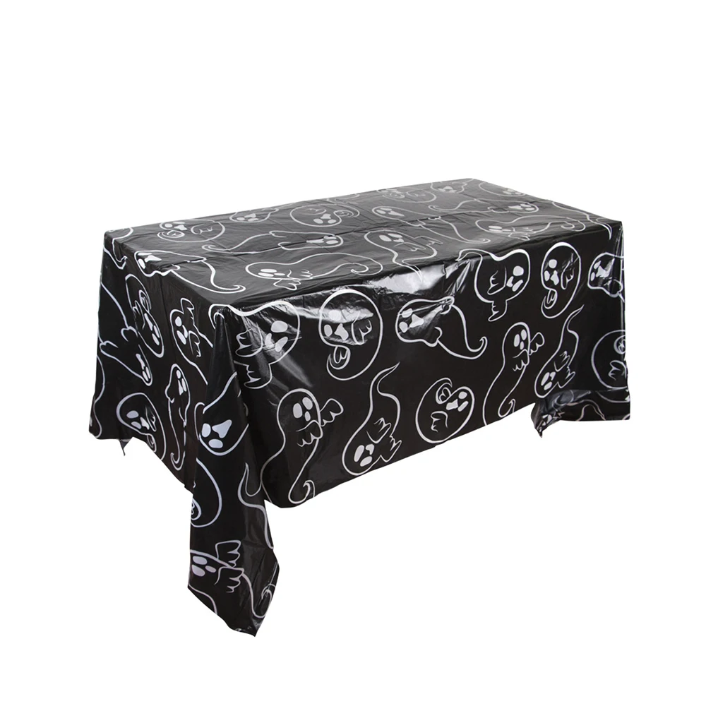 Halloween-Dekorationstischdecke, Einweg-Tischdecke aus Kunststoff mit Kürbis-Spinnennetz und Fledermaus, Halloween-Party-Tischdekoration für Zuhause