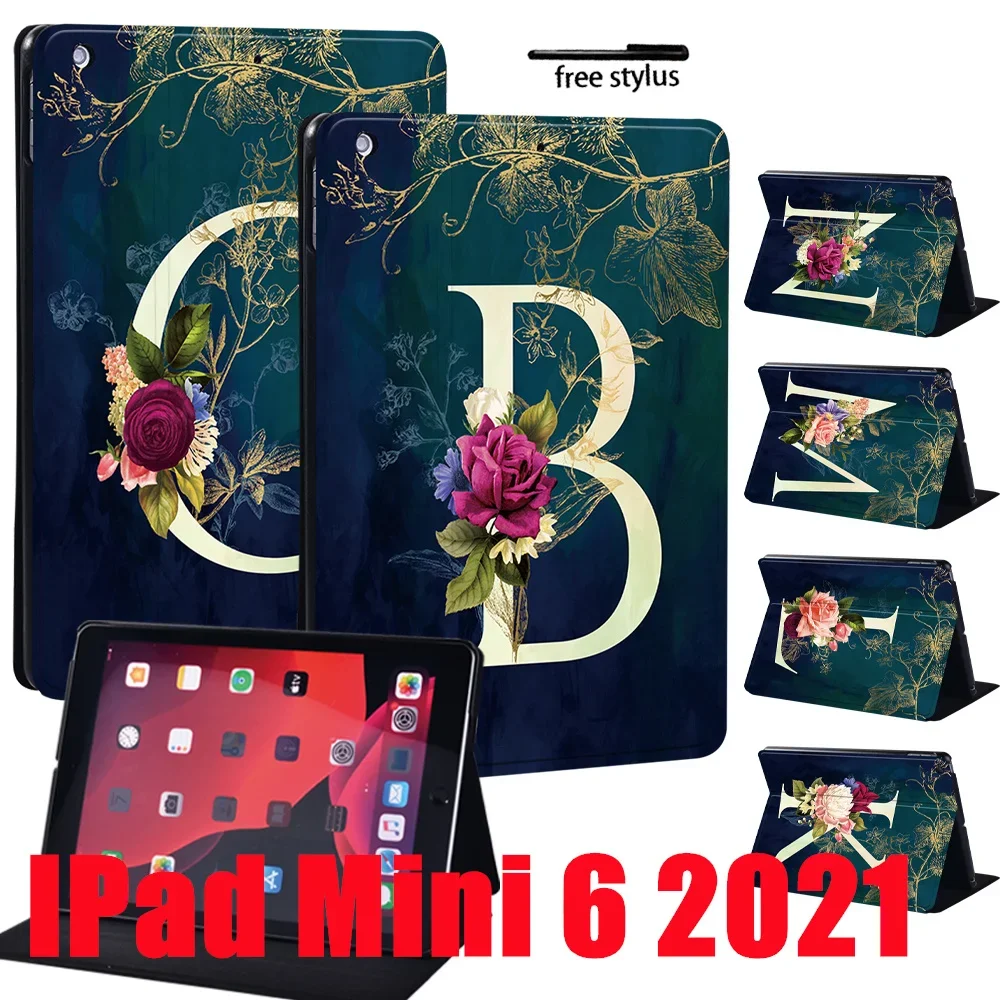 

Tablet Case for IPad Mini 6 6th Generation 8.3 Inch 2021 Initial Letter Pattern PU Leather Stand Protective Case