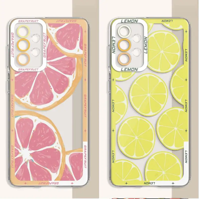 Delicious Watermelon Lemon phone case for Samsung A55 5G A25 A22 A15 A34 A14 A71 A52 A50 A12 A13 A32 A31 A73 Clear funda Cover