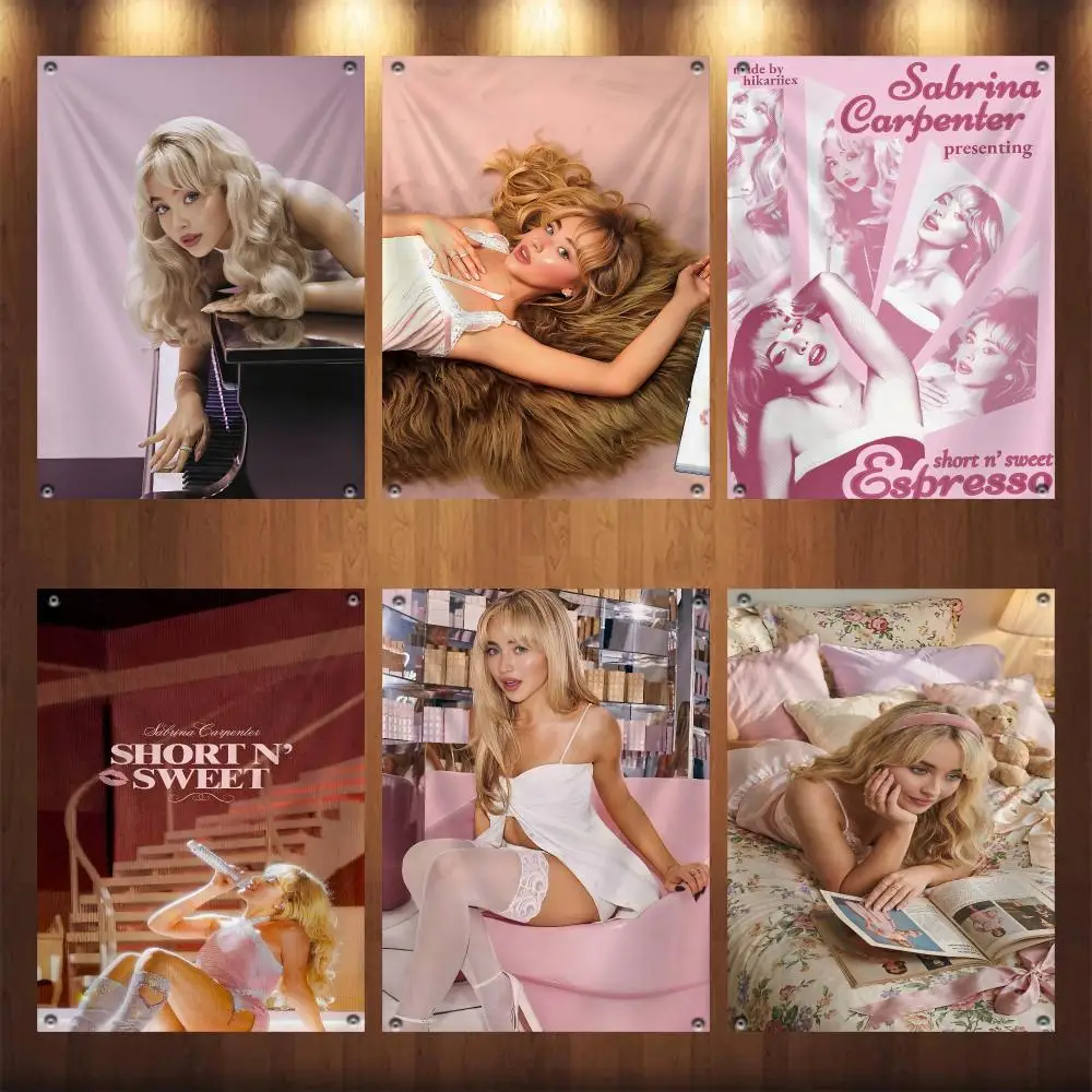 S-Sabrina C-Carpenter Pink Flags Custom Camping Outdoor Garden Room Bedroom Decor Party Backdrops Wall Art Family Gifts