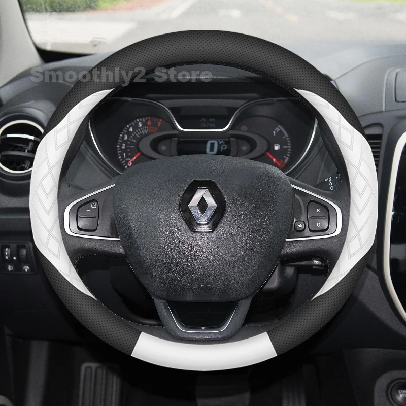 

Leather Car Steering Wheel Cover For Renault Captur Kwid 2025 2014-2024 Non-slip Auto Steering Wheel Renault Captur Accessories
