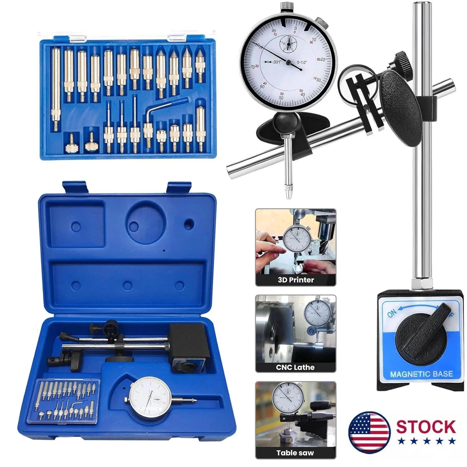 

Dial Indicator with Magnetic Base 140lbs Magnetic Base Adjustable Universal Mini Flexible Dial Test Indicator Measuring Tools