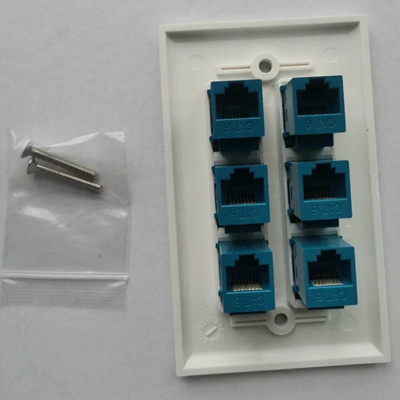 4X płyta ścienna Ethernet 6 Cat 6 Port, płyta ścienna Ethernet żeńska wymienna kompatybilna z Cat7/6/6E/5/5E