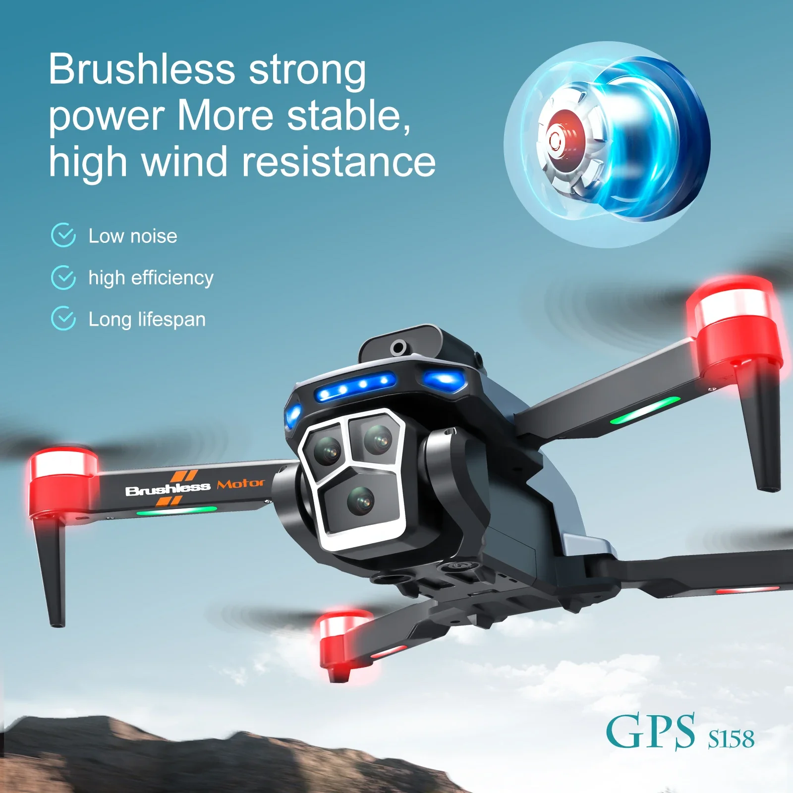 5G GPS Drone S158 ESProfessional Aerial 4K Triple Cameras Brusheless Foldble RC Quadcopter Optical Flow Obstacle Avoidance UAV