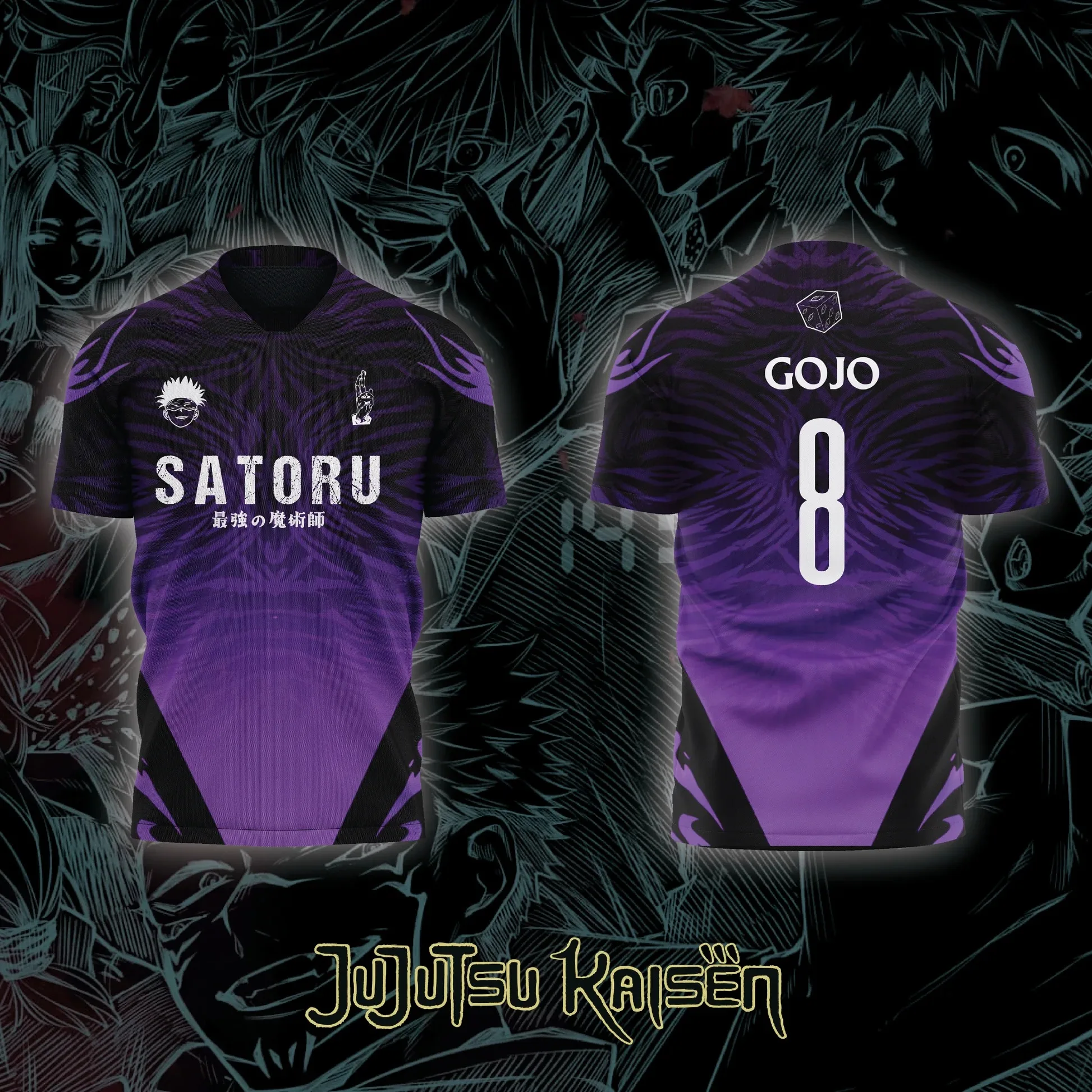 

2026 Bandai Jujutsu Kaisen Anime SATORU GOJO NO.8 3D Print Football Jersey for Men's Tshirt Summer Sports Casual Tees Kids Y2k
