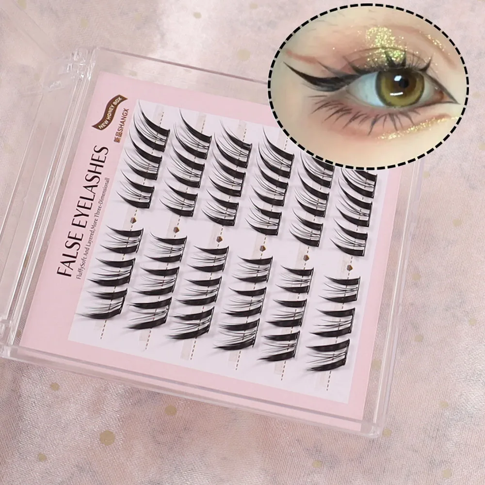 6 linhas de 36 cílios postiços olho de raposa - cílios postiços autoadesivos macios, sem cola e não removíveis, cílios postiços de anime, s