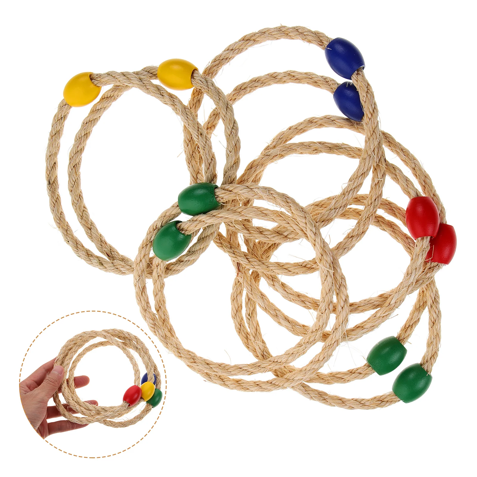 10 PCS Outdoor Toys for Kids Natural Rope Ferrule Ring Toss Game Set Children Wooden Educational Playthings