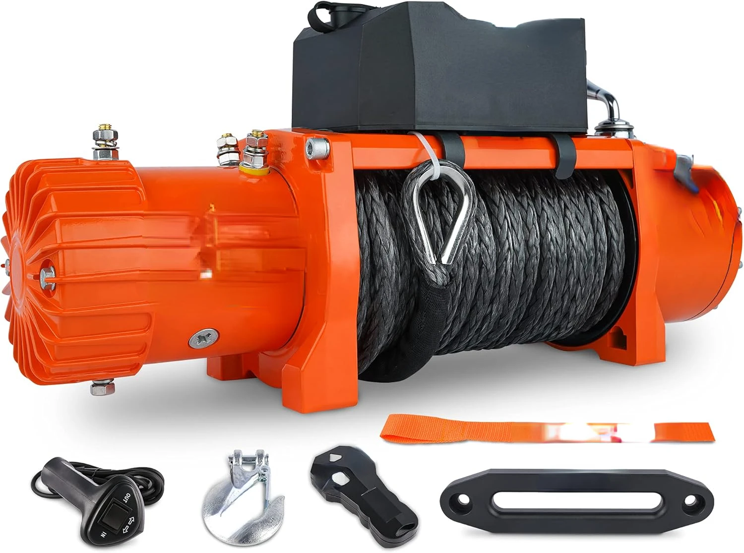 12V 13000-lb Load Capacity Electric Truck Winch Kit Synthetic Rope