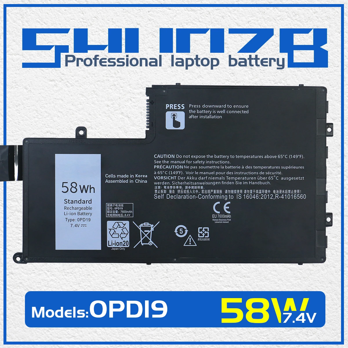 SHUOZB 7.4V 0PD19 OPD19 Laptop Battery For Dell Inspiron 14 3450 3550 5448 5545 5547 5445 15 14-5447 15-5547 TRHFF 58DP4 86JK8