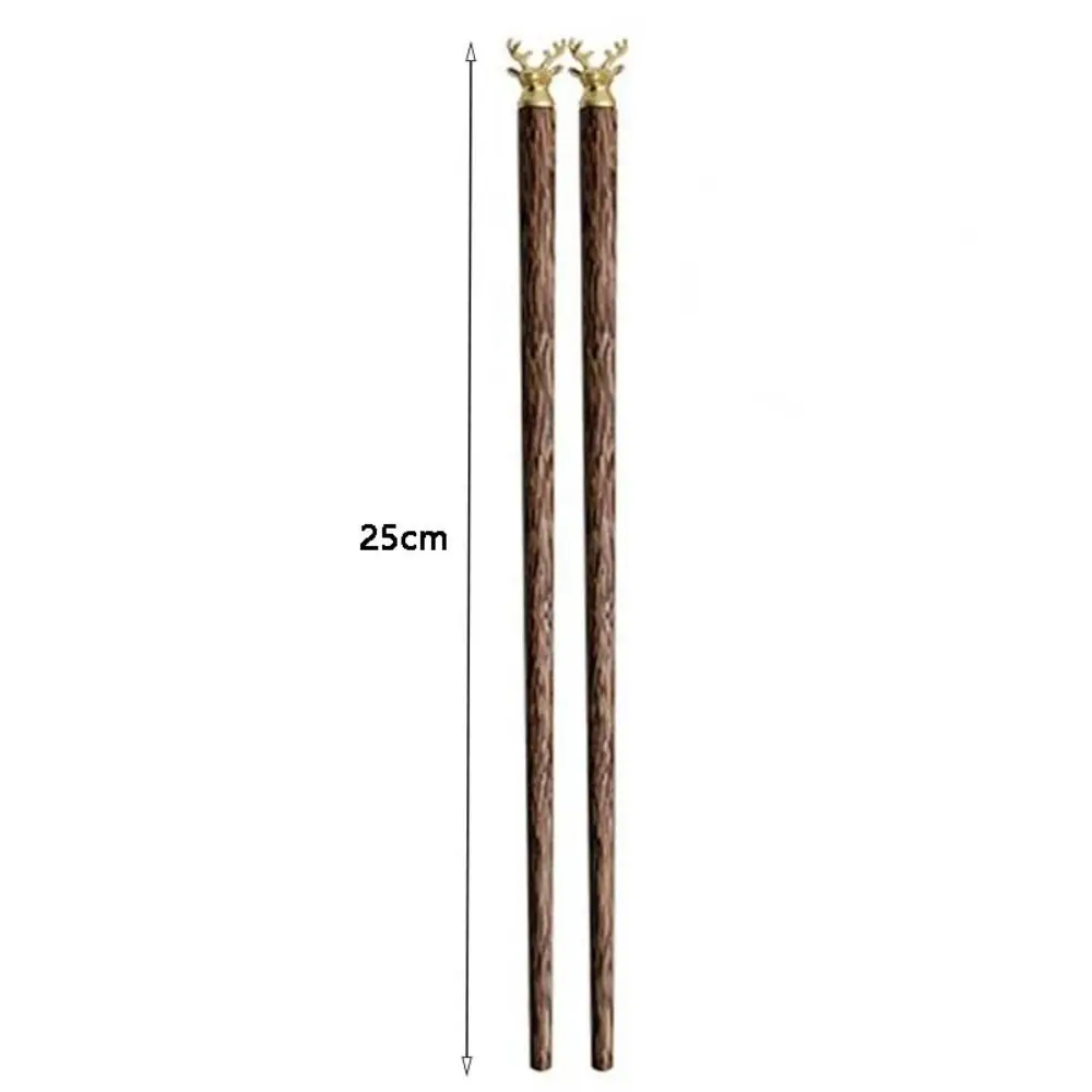 1 pair Reusable Deer Head Wood Chopsticks Non-slip Wenge Japanese Chopsticks Not Easily Deformed Heat Safe Sushi Chopsticks