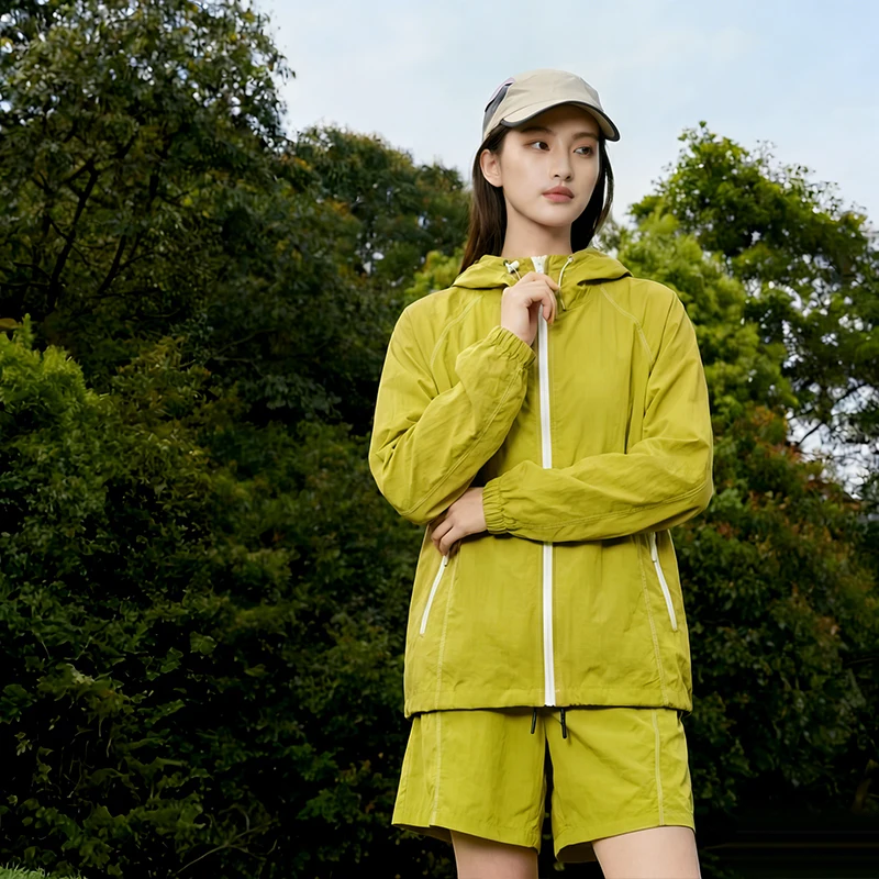 quick-dry-ice-silk-lemon-yellow-sun-protection-casual-set-loose-fit-hooded-zipper-jacket-for-men-and-women-summer-new-arrival