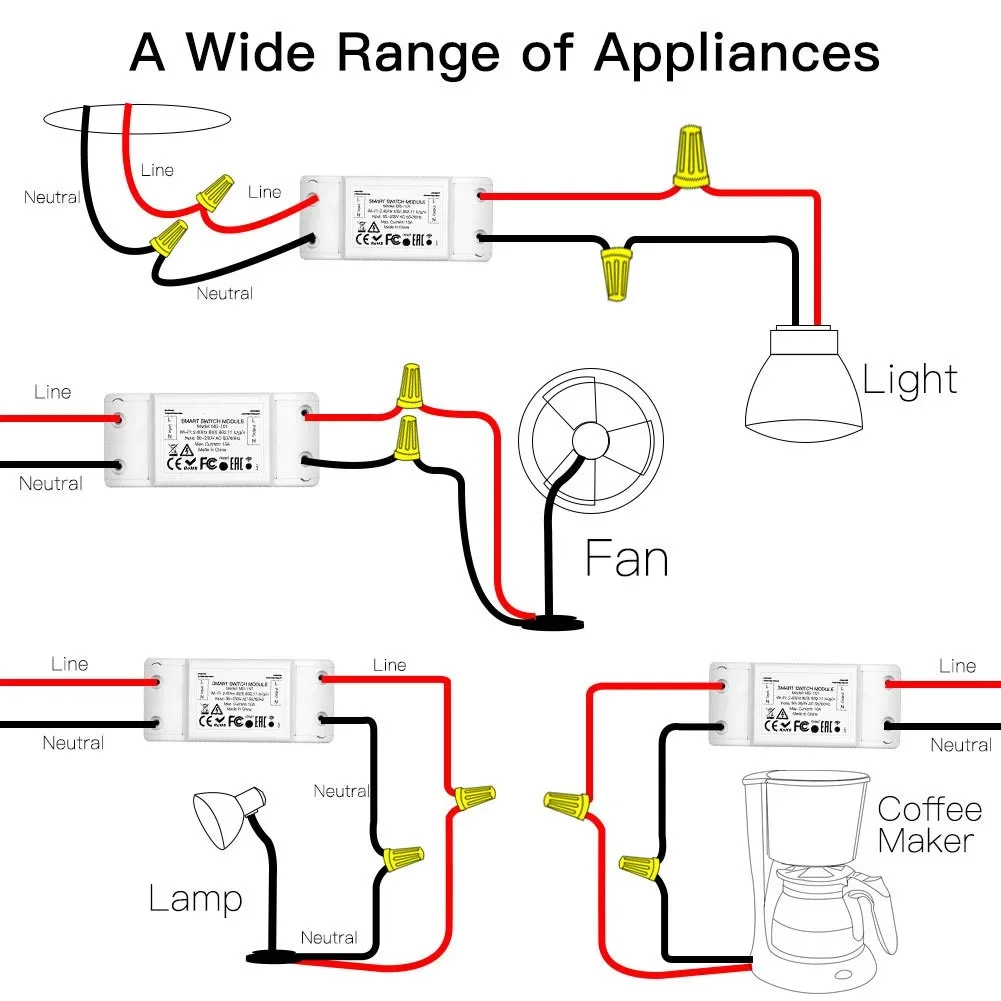 For Tuya Certified 10A WiFi Smart Light Switch Single Pole With App Control And Voice Assistant Integration Support
