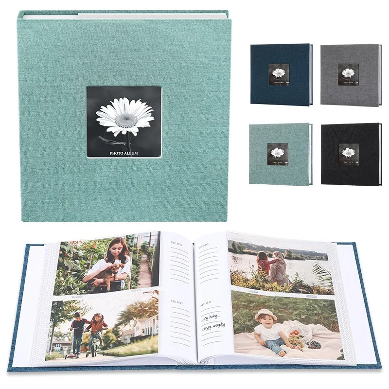 1Pc Linen Cover Album 6inch Interleaf Type Photo Storage Album 200pcs Writable Collection of Children Growth Photos  Photo Album