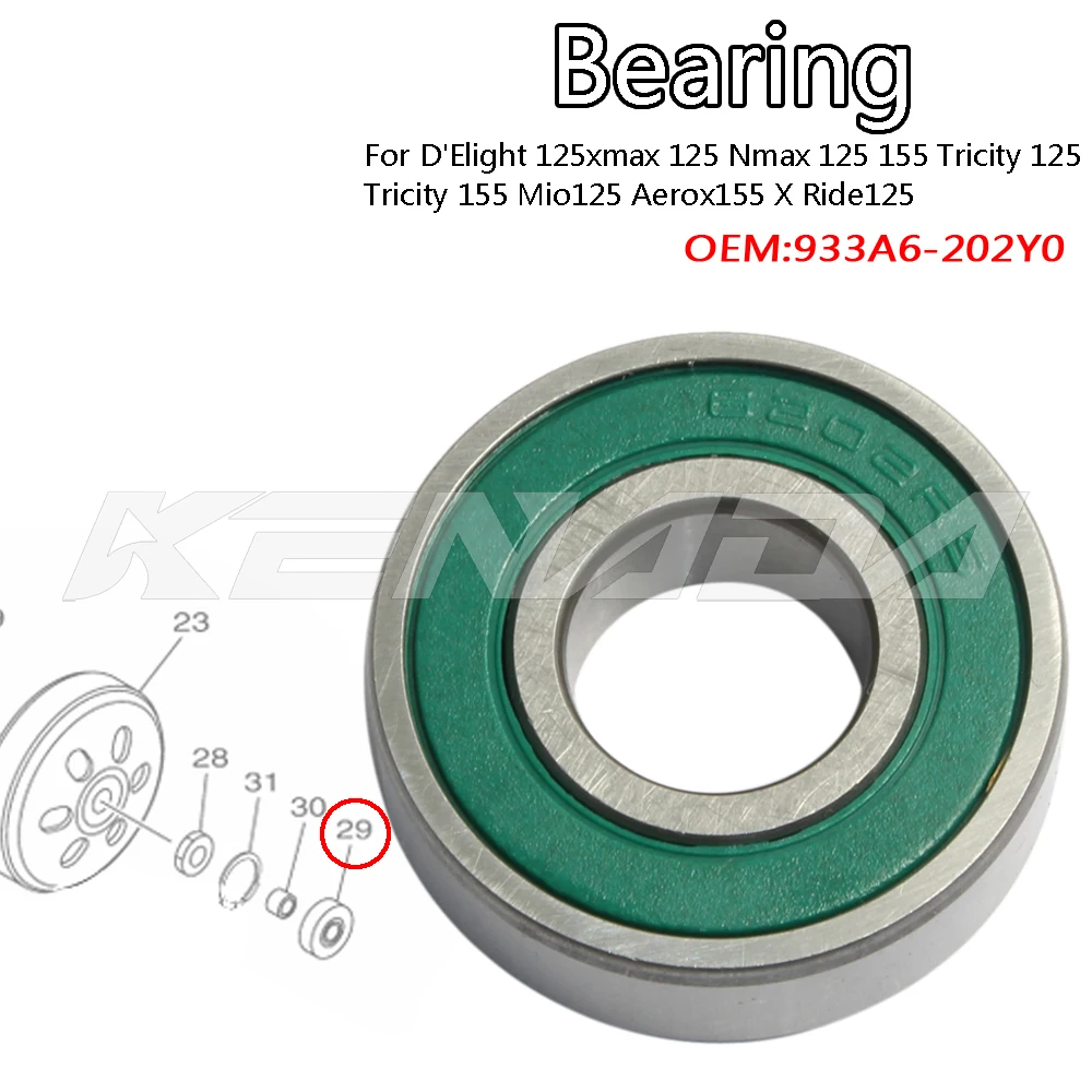 Starter Clutch Bearing For D'Elight 125xmax 125 Nmax 125 155 Tricity 125 Tricity 155 Mio125 Aerox155 X Ride125 933A6-202Y0