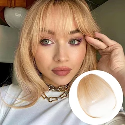 Blonde Air Bangs Clip In Hand-knitted Wispy Bangs 100% Real Human Hair Bangs Clip In Hair Extensions Clip On Bangs Clip In Bangs