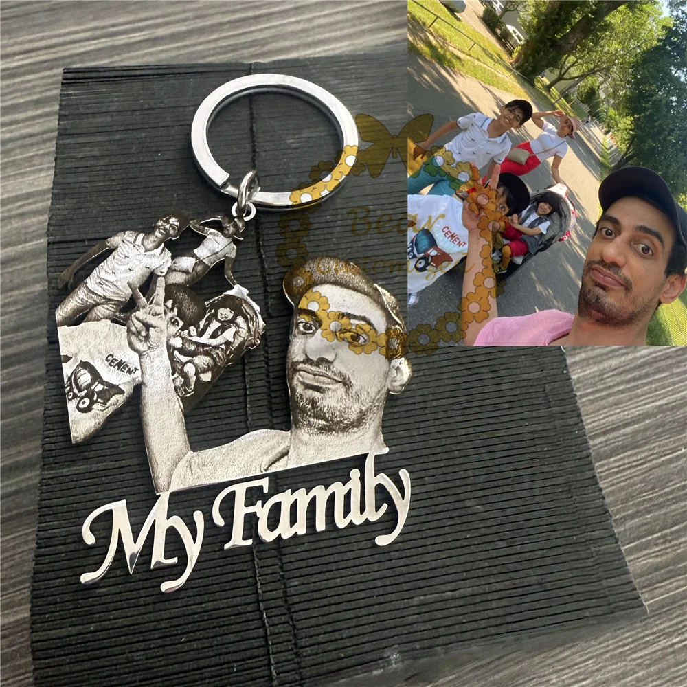 Family keychain customizable photos of family members keyring ,Customized family photos pets and other warm moment，Family Gifts