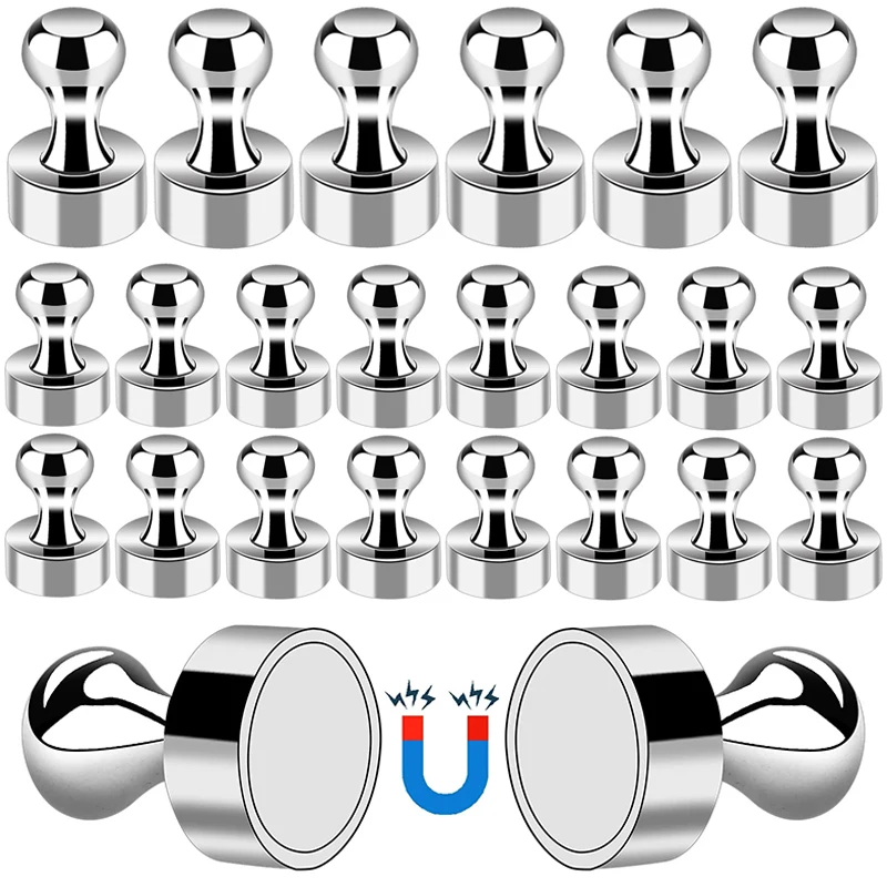 2/6Pcs Metal Magnetic Push Pins Refrigerator Magnets Strong Magnetic Thumb Tacks for Fridge Whiteboard Office School Supplies