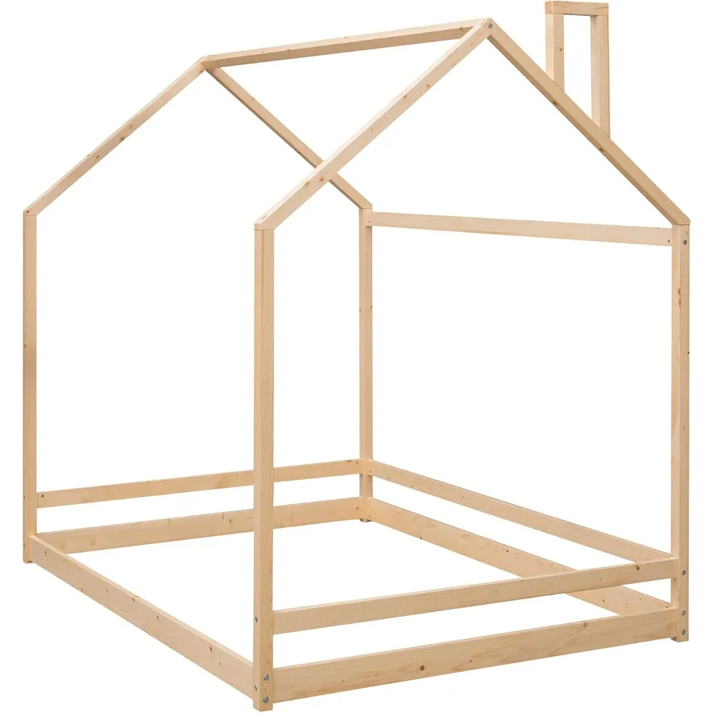 إطار سرير منزلي كامل من SOFTSEA للأطفال، سرير بمنصة خشبية بإطار سرير للأطفال، حاجة إلى صندوق زنبركي، سهلة التجميع، ناتورا #3