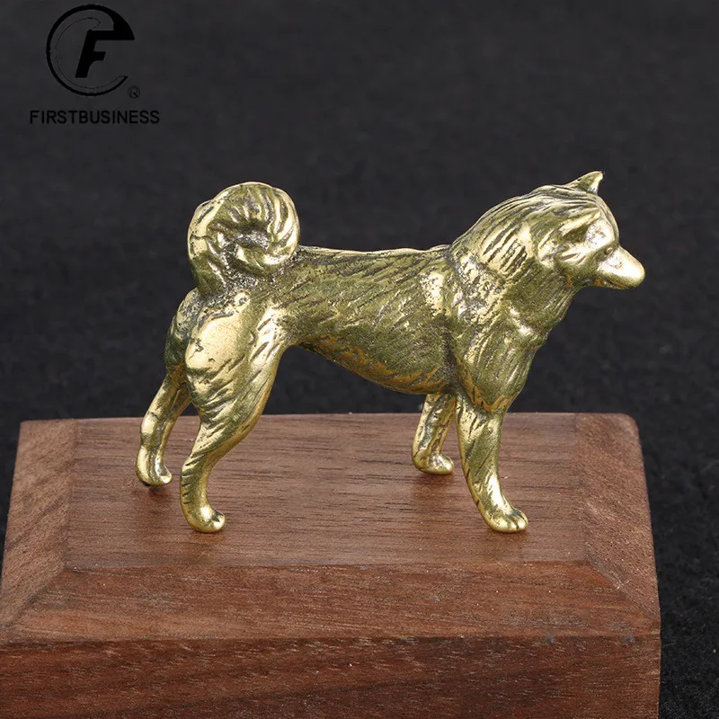 Retro Brass Cute Puppy Figurine Miniature Tea Pet Animal Dog Statue Crafts Collection Office Desk Ornament Home Decor Child Gift