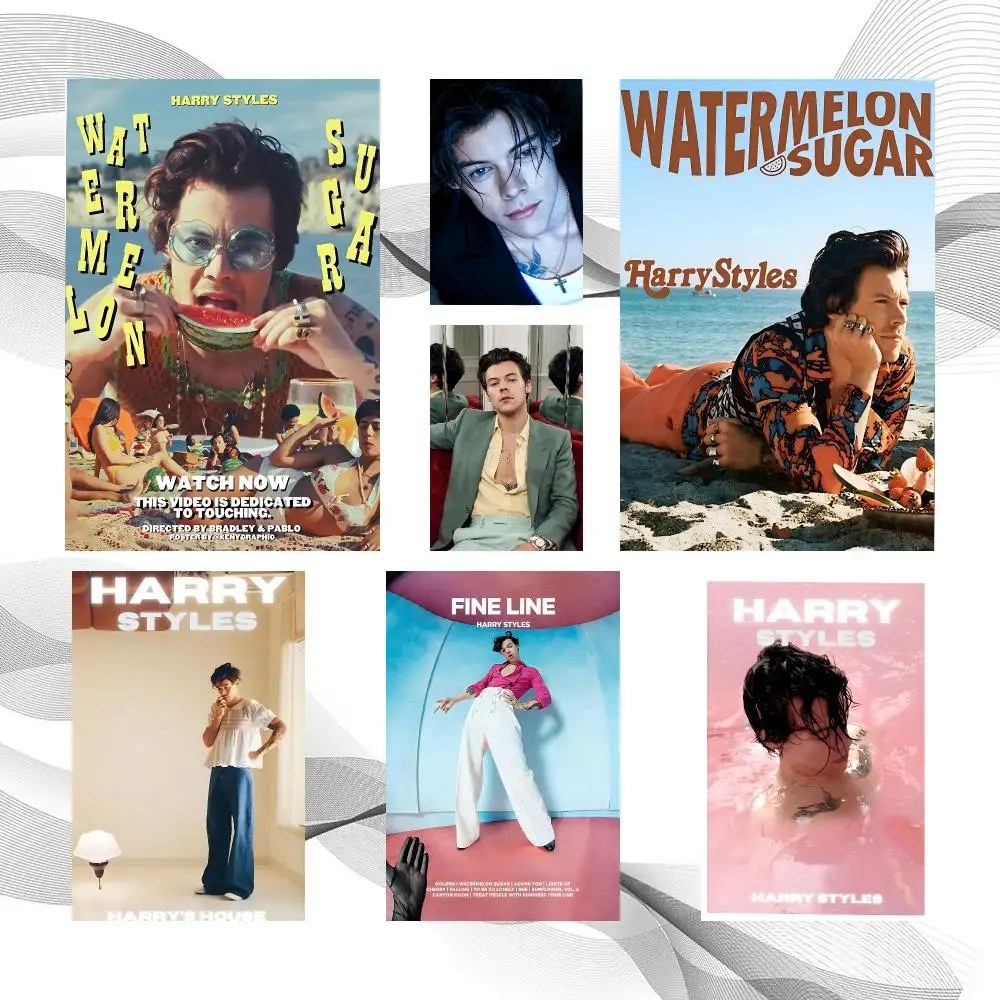 Music Modern Pop H-Harry Styles Poster Peel And Stick Wall Art Self Adhesive PP Waterproof Wall Decor Living Room Bedroom Gift