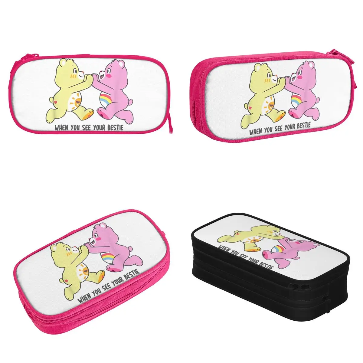 Care Bears Funshine & Cheer Bear When You See Your Bestie Pencil Case Pencil Pouch Pen Box Pencil Bags Students School Gifts