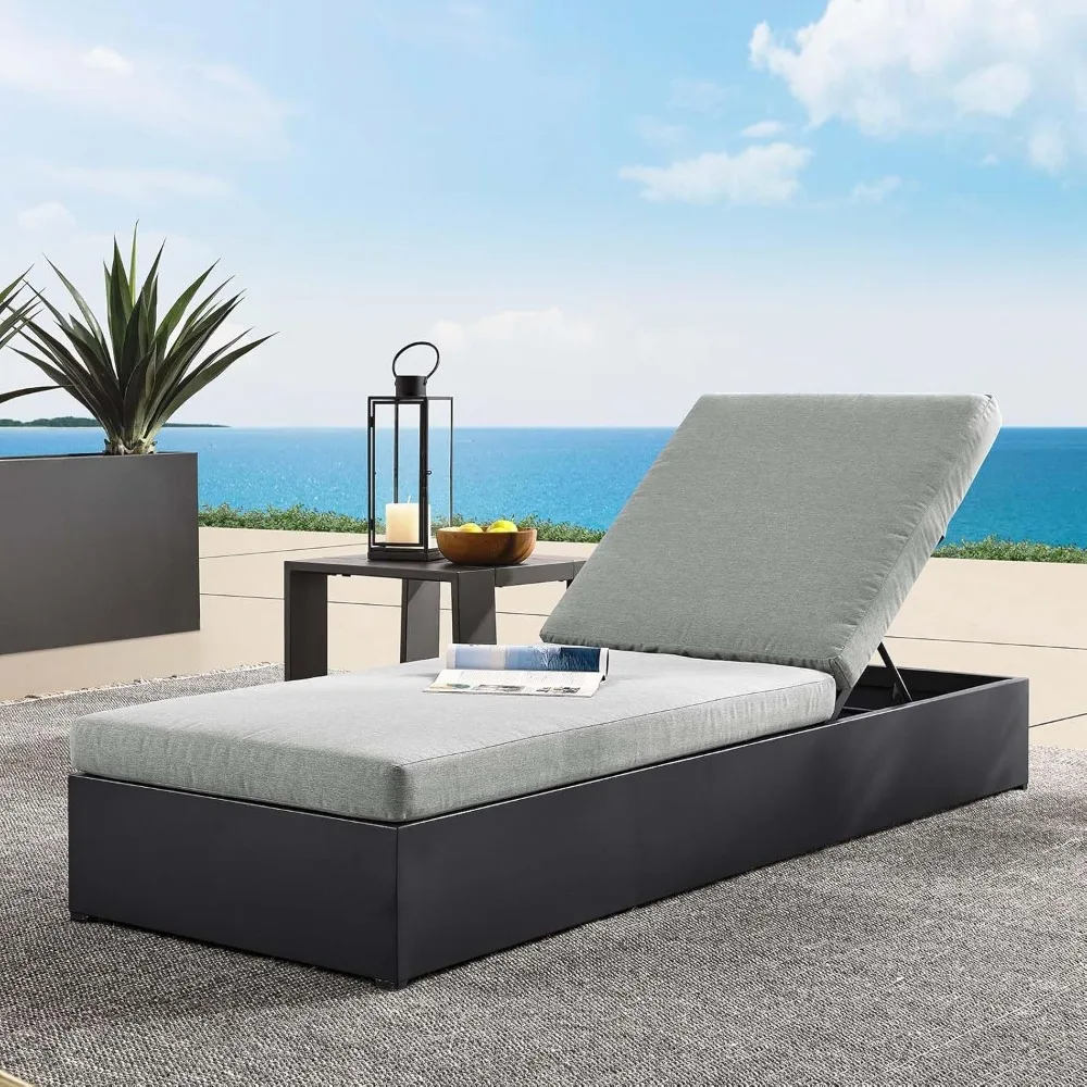 Tahoe Aluminum Outdoor Gray with Weather-Resistant Cushions, Perfect Patio Sunbed or Recliner Pool Furniture