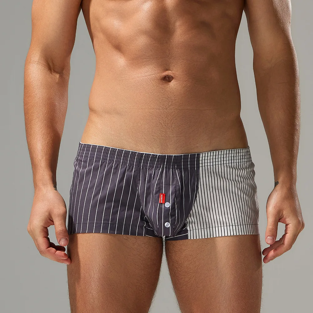 

Полосатые брюки со стрелками для мужчин, выпуклые шорты-боксеры, удобная домашняя одежда двойного ношения, нижнее белье, студенческие повседневные шорты