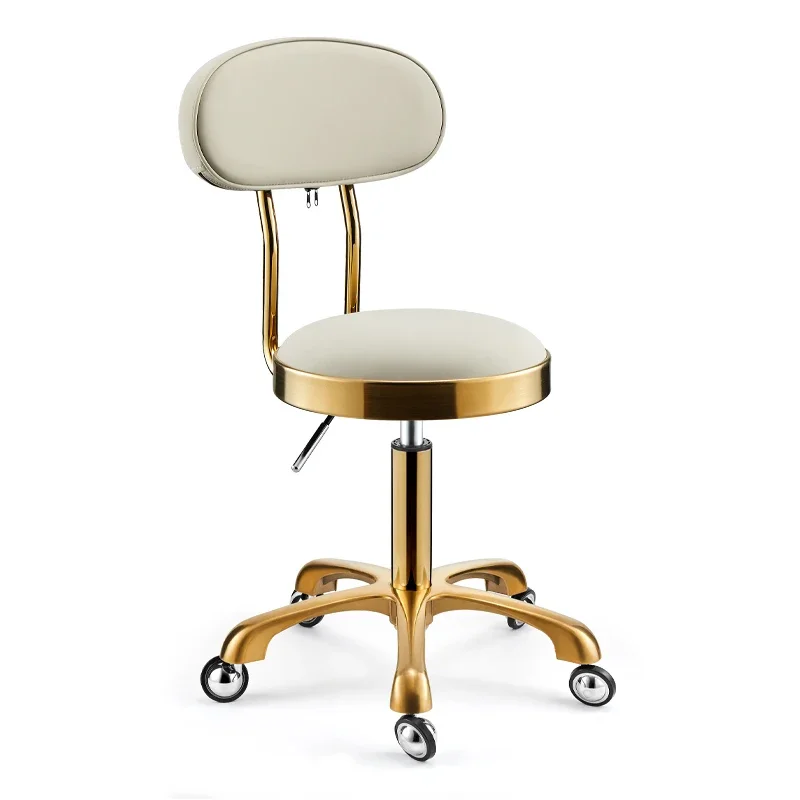 Chaise Ronde Rotative en Cuir pour Coiffeur, Tabouret de Manucure et de miles, Chaises de Barbier, Salon de Rasage, Esthétique, Roues