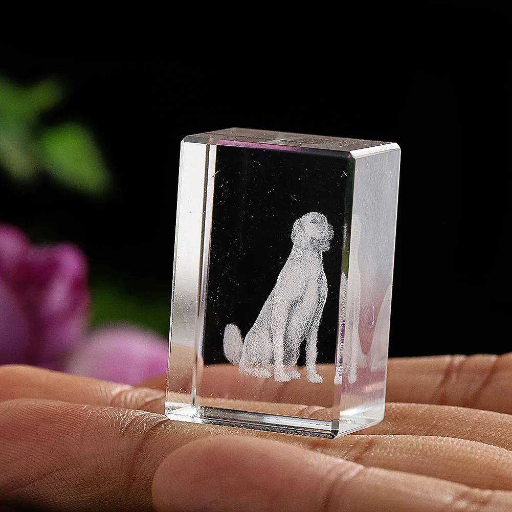 Mini K9 Crystal 3D Internal Sculpture Dog Ornament Creative Animal Figurines Paperweight Crafts Gift Home Office Desk Decoration