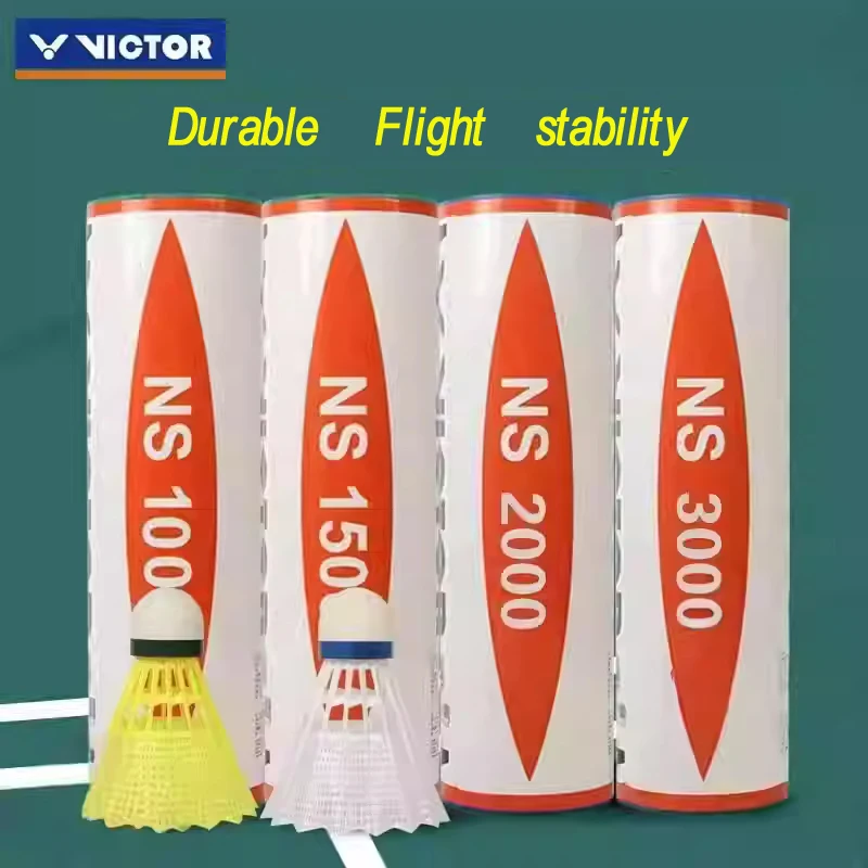 

1 трубка, 6 шт., нейлоновые воланы для бадминтона VICTOR Victor NS1000, прочные пластиковые тренировочные мячи для дома и улицы