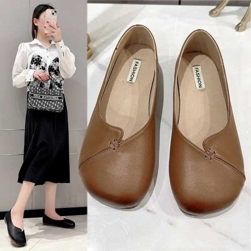 

Fashion Women Flats Ninja Shoes Woman Microfiber Leather Comfy Flats Slippers Soft Bottom Loafers Solid Brief Casual Flattie New