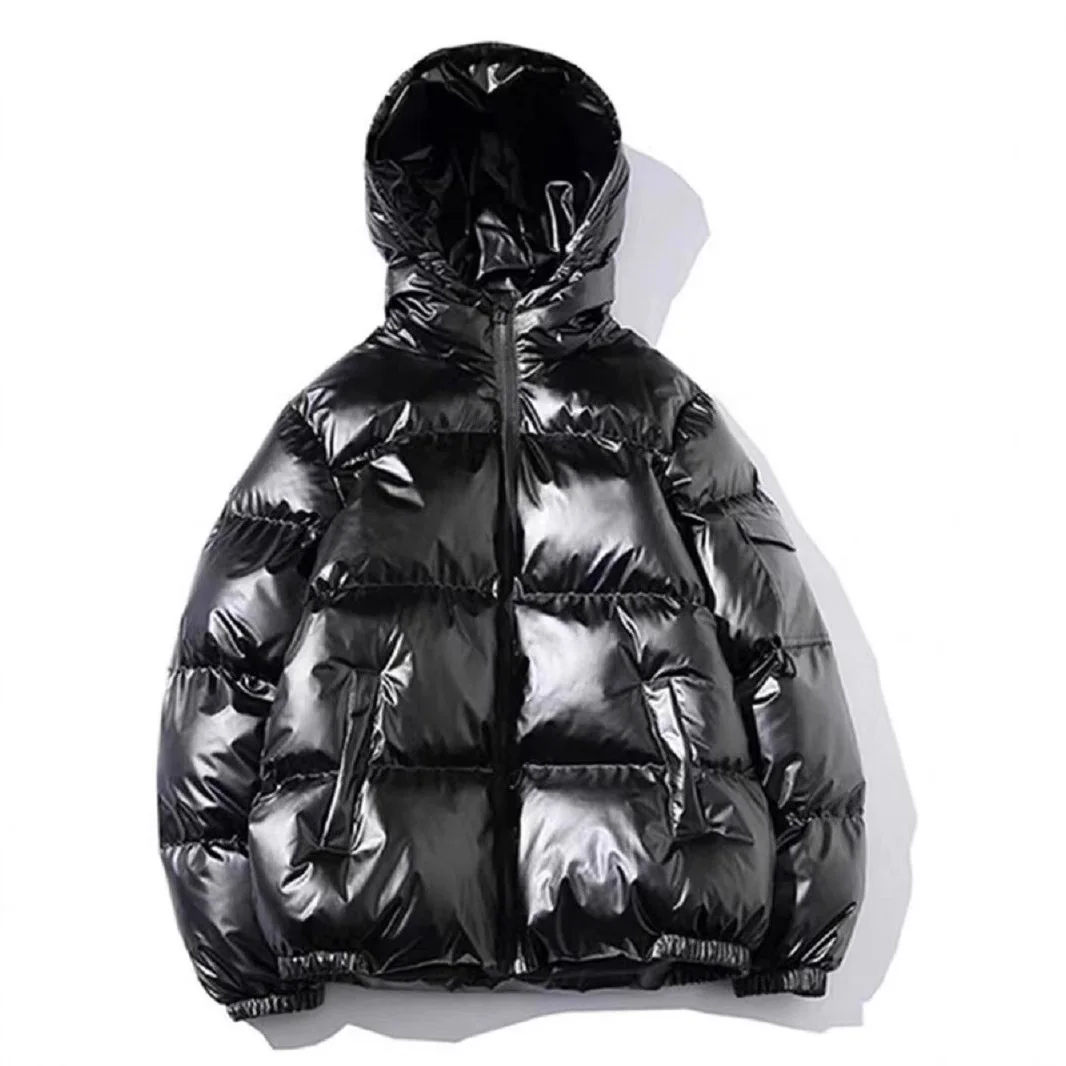 KIDCRKJ Glossy Winter Man Down Coat Fashion Simple Solid Color Men Jacket Windproof Long Sleeve Zipper Versatile Male Outerwear