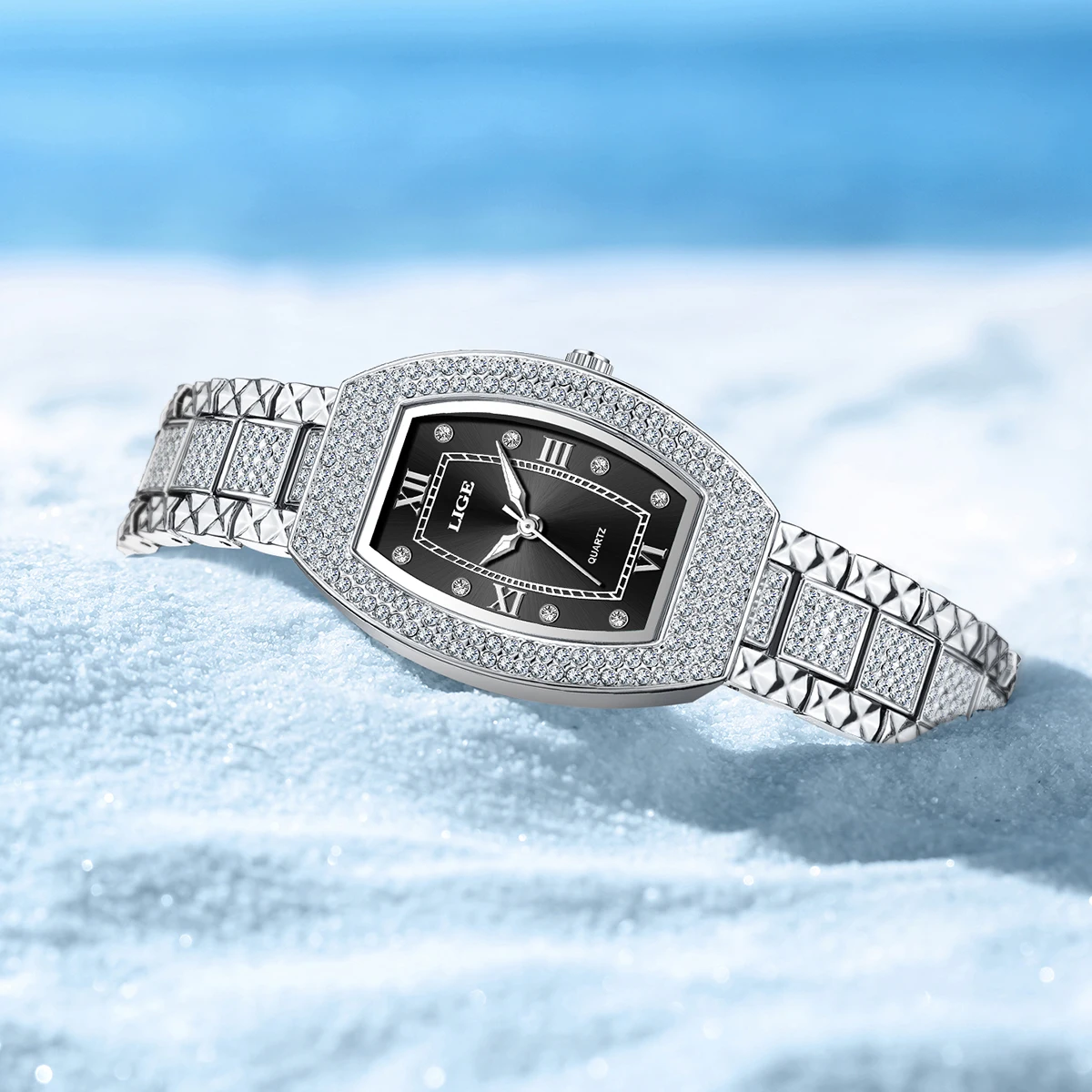 

Новые роскошные часы LIGE с бриллиантами, оригинальный дизайн для женщин, элегантные часы, модные спортивные водонепроницаемые часы из нержавеющей стали