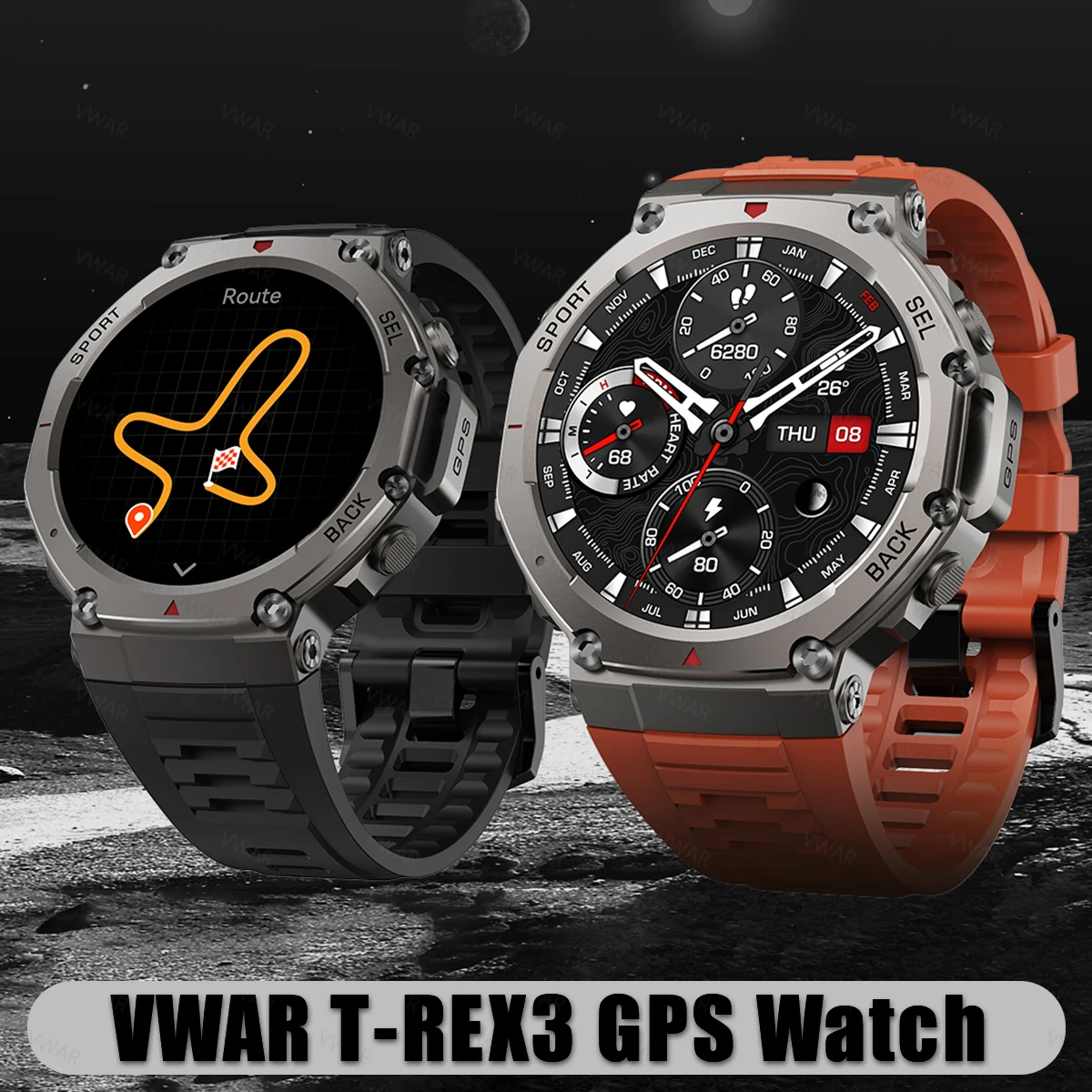 VWAR T-Rex 3 GPS Smart Watch 10 ATM Waterproof Built-in Dual-band GNSS Compass Military Sport Smartwatch Men 2025 New