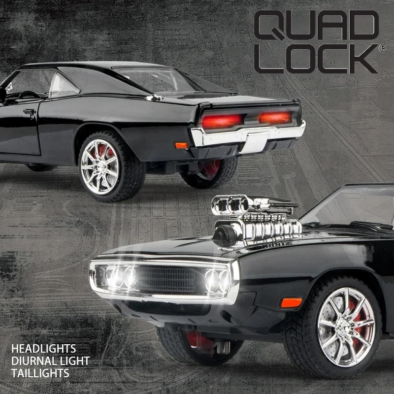 

1:24 Dodge Charger 1970 Fast & Furious Легкосплавный автомобиль Литье под давлением и игрушечный транспорт Модель автомобиля Звук и свет Автомобиль Игрушки для детей Подарки