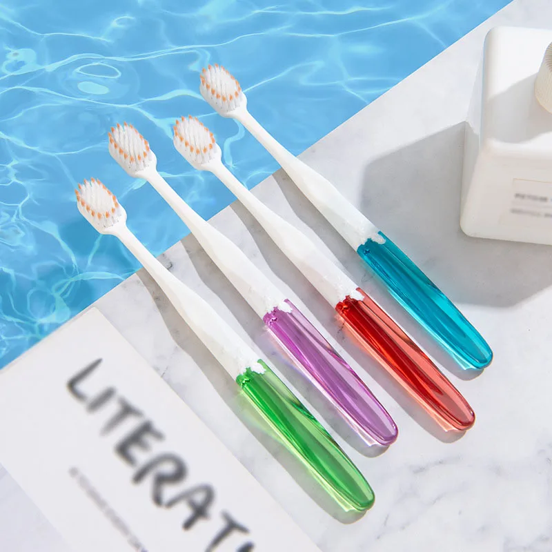 Couple High-density Soft Bristled Toothbrush Household Adults Teeth Cleaning Oral Care Brush Simple Sakura Crystal Brush Handle