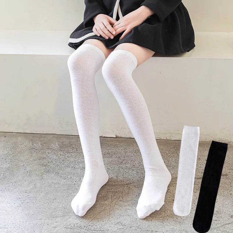 Children's Socks For Girls White Knee High Socks For Boys Black Football Socks Student Kids Stockings Spring New