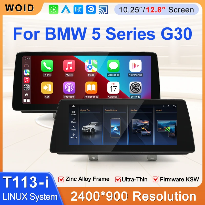 Reproductor Multimedia de Video para Auto con Pantalla HD de 12.8'' y 2400*900 para BMW Serie 5 G30 G32 2018-2019 EVO Carplay Auto Estéreo