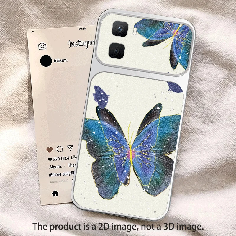 Large Window Case For Infinix GT 50 Pro Protective Cover Leather Texture Butterfly Pattern Painted