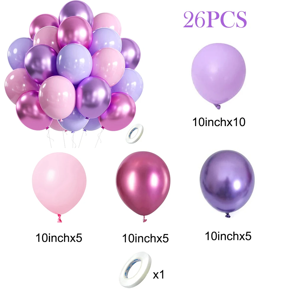 Rosa Lila Luftballons Metallic Hot Pink Lila Latex Ballon Set Mädchen Geburtstag Globos Hochzeit Braut Baby Shower Party Dekoration