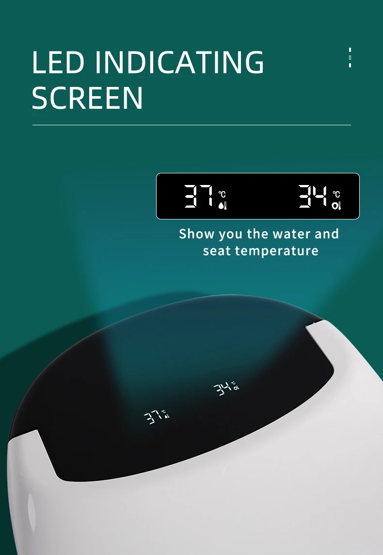 شاشة عرض عالية الوضوح، صهريج مخفي، وظيفة تدفق تلقائي، مرحاض ذكي كهربائي قائم بذاته، مناسب للحمامات
