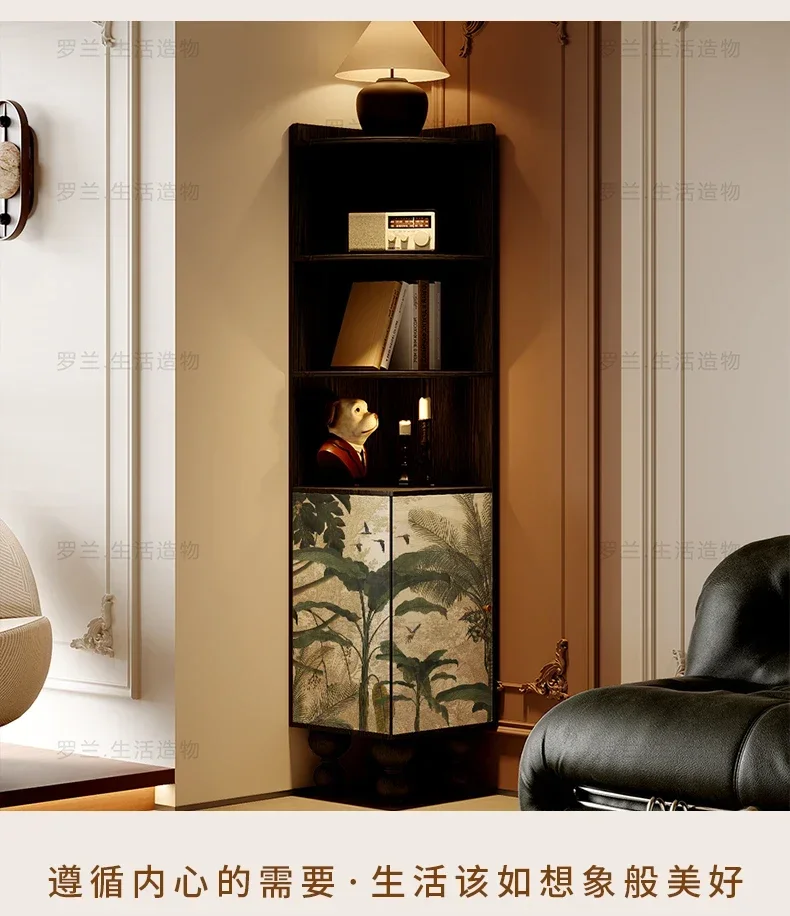 Solid wood living room entrance triangular display cabinet bedroom wall locker