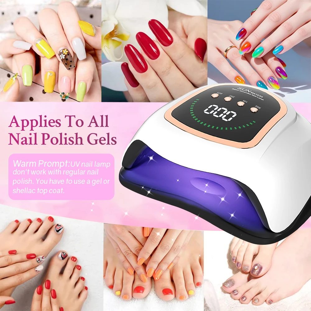 380W 72LEDS UV LED Nail Drying Lamp For Curing Gel Polish 4 Setting Timers UV Nail Lamp Professional Nail Light Automatic Sensor