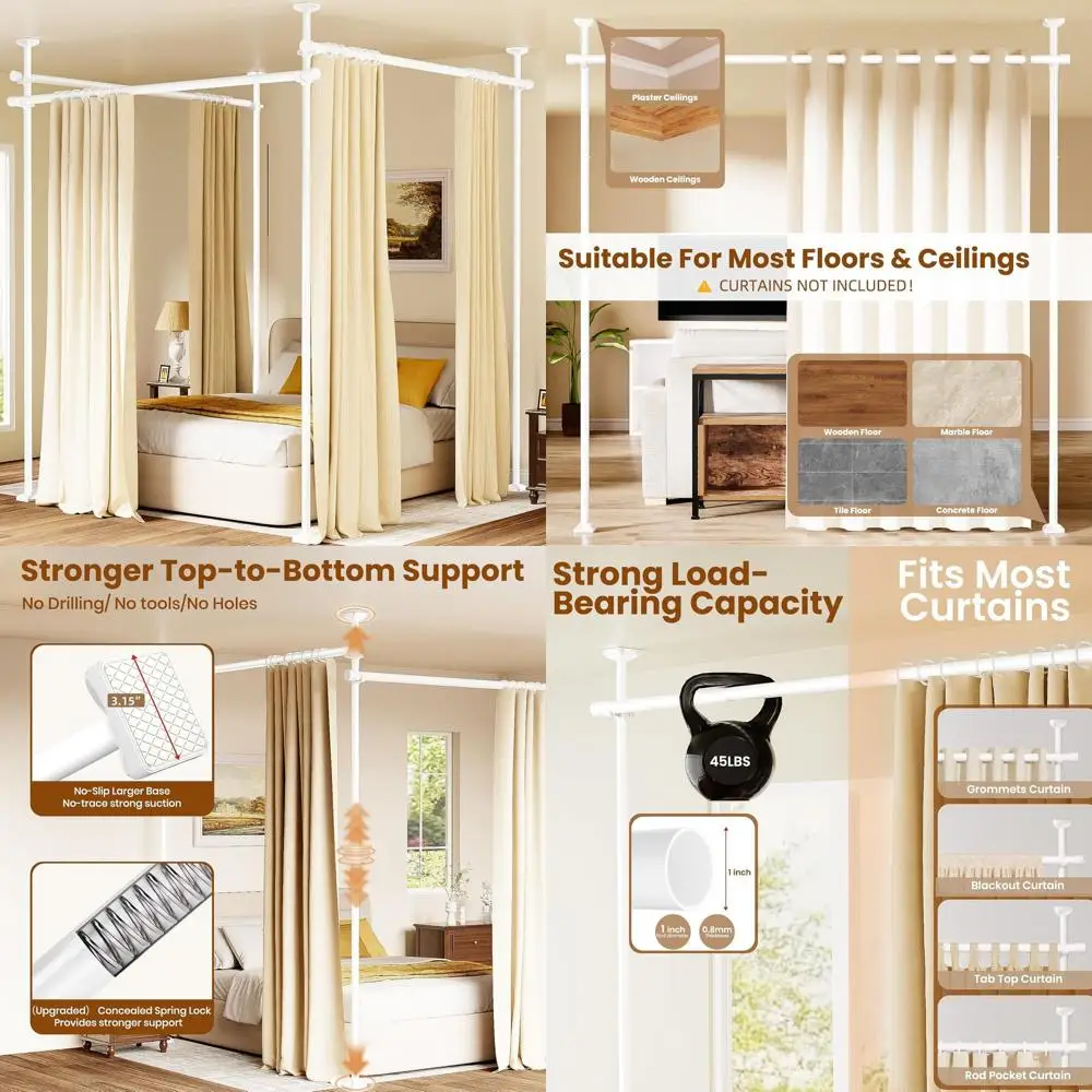 

Adjustable Tension Curtain Rod for Room Divider, 28-171 Inch Wide, 4-10 Feet Tall, No Drilling Needed, Heavy Duty Privacy Divide