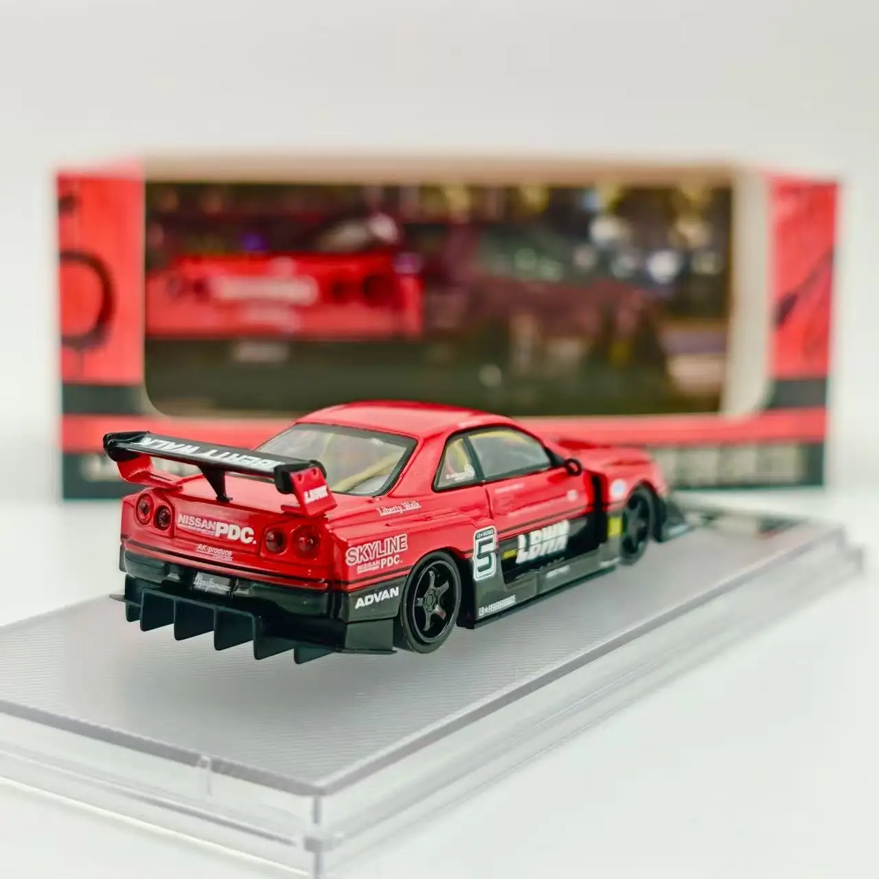 Modelo de prisma 1:64 Nissan Skyline LBWK ER34 modelo de coche de aleación súper silueta