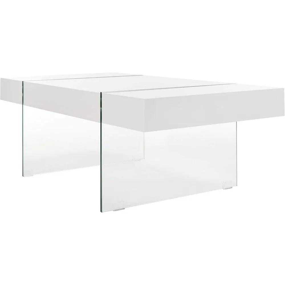 Branco e vidro perna Coffee Table, Home