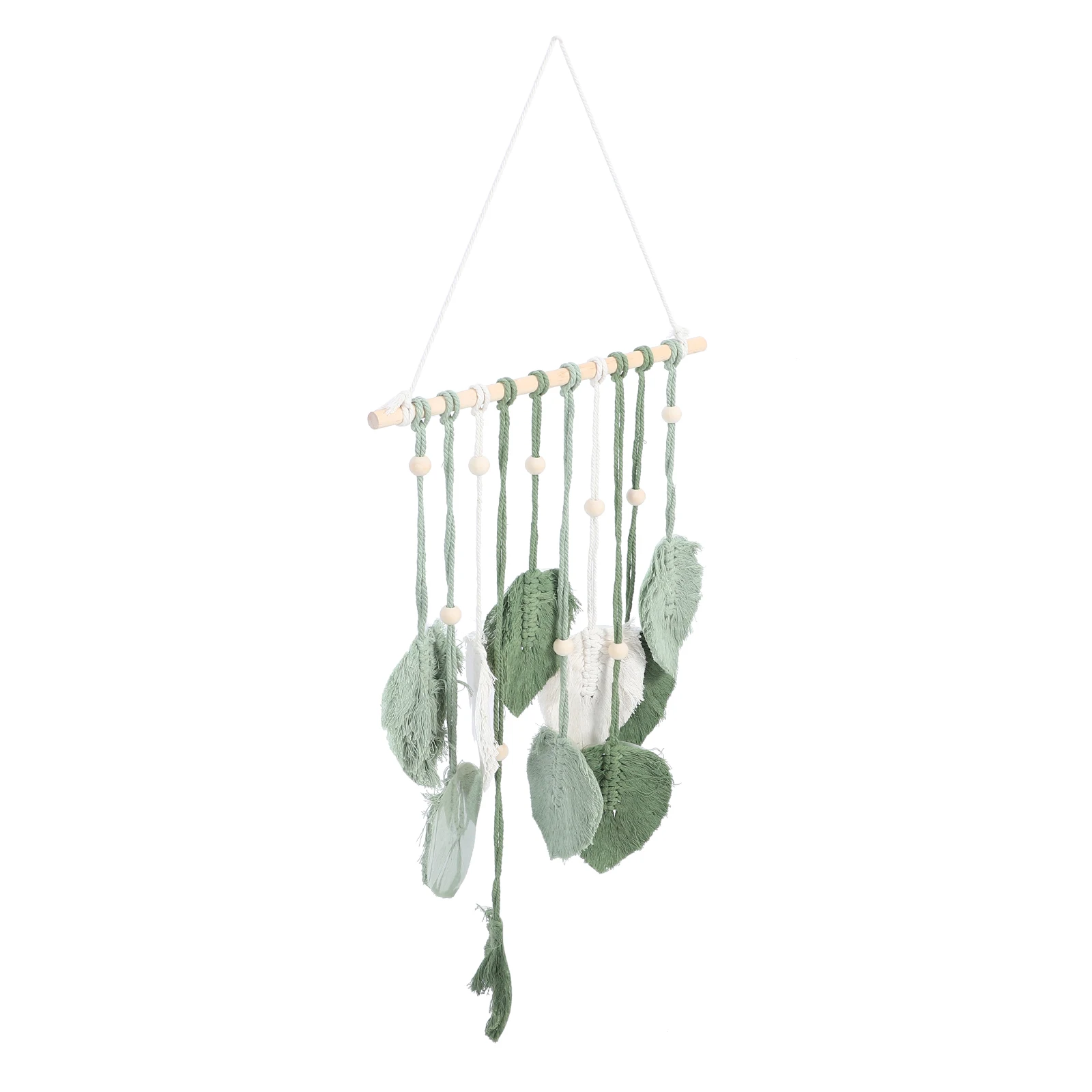 

Woven Wall Green Decor Macrame Hanging Tapestry Home Wall Craft Bedroom Leaf Woven Tapestry Craft